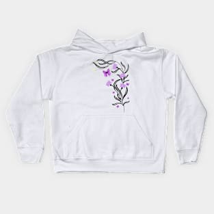 Floral Design Purple Butterflies Kids Hoodie